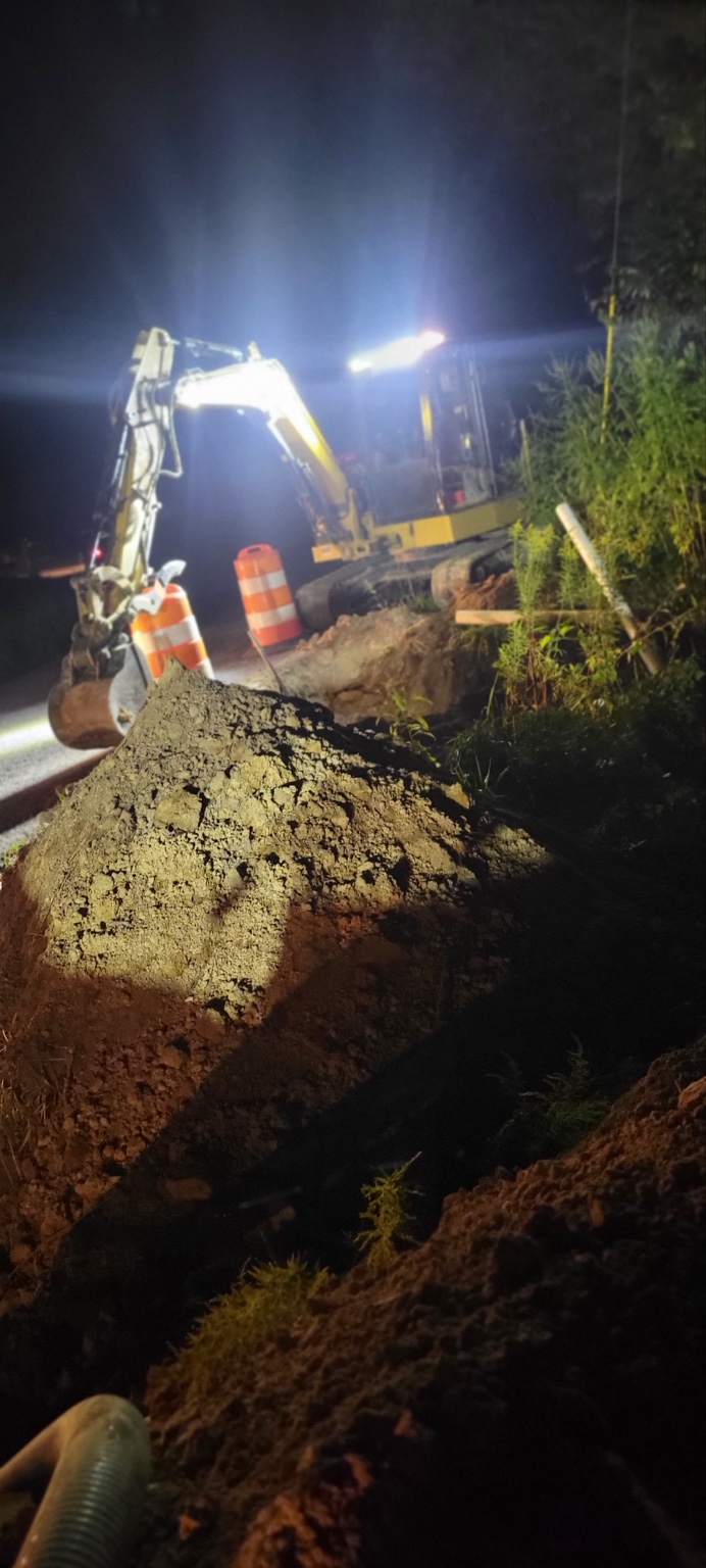 After-hours tie-in work performed to avoid disrupting water service to the school.