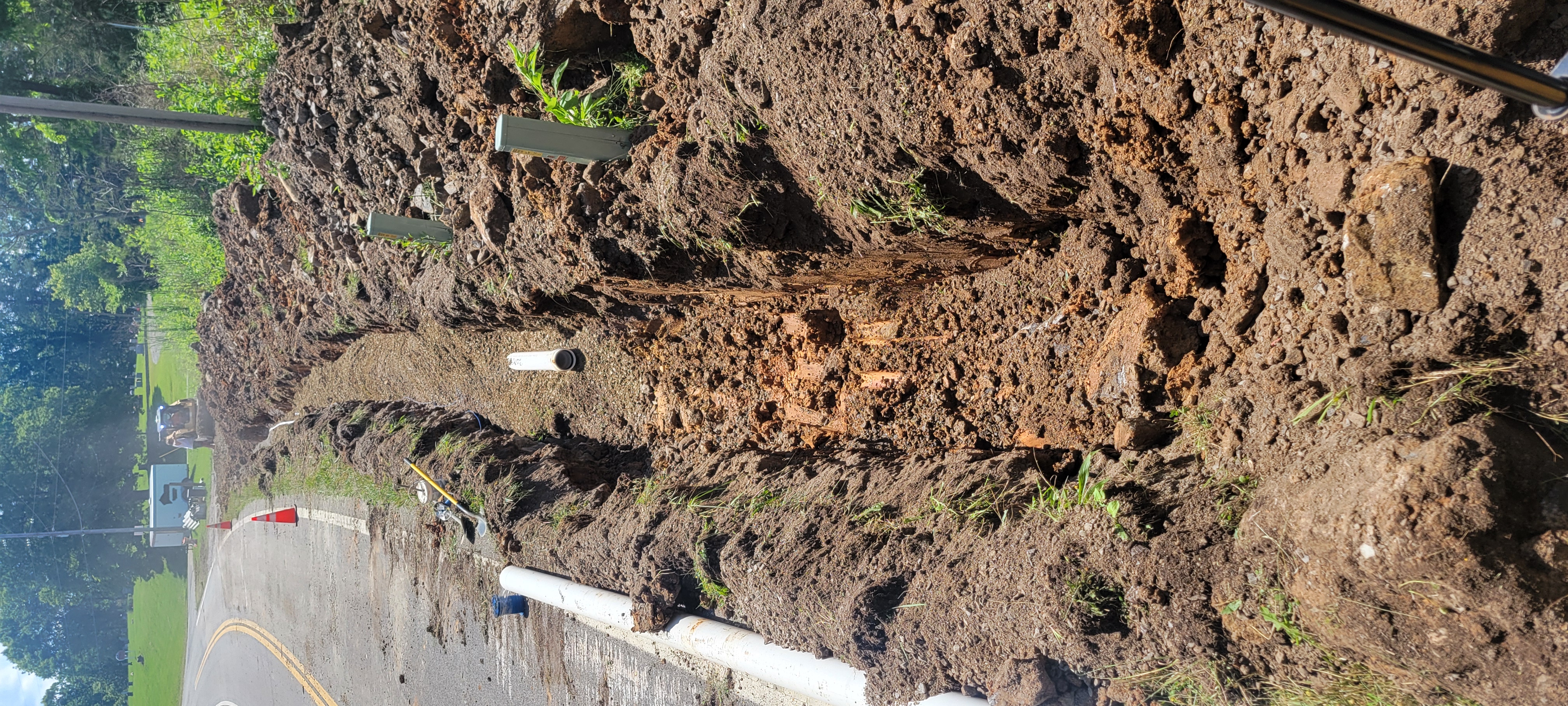 Excavation through rock along the alignment